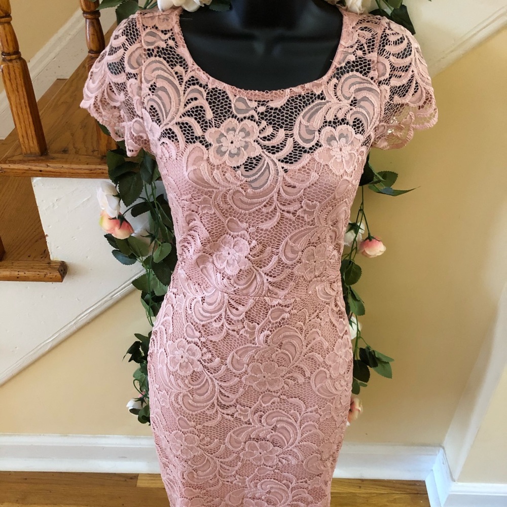 Blush Laced/Crochet Midi Dress - Picture 6 of 12
